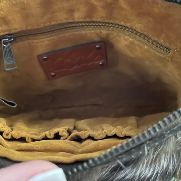 Patricia Nash Rabbit Fur & Leather Clutch Wristlet NWT